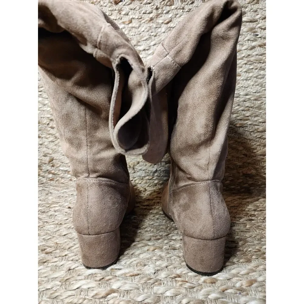 Charlotte Russe Brown Tall Over Knee Boots Soft Suede Women's 7 Western Biker